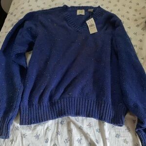 GAP Navy Knit Sweater with Multicolor Flecks